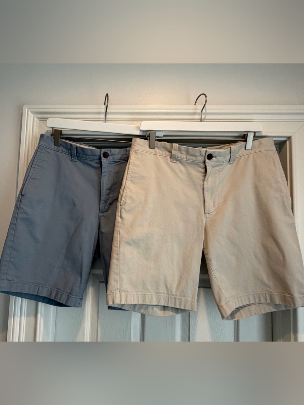 J. Crew Men's Flat-Front Chino Shorts in Light Blue and Khaki
